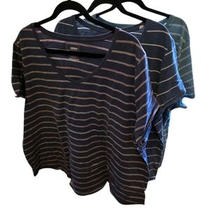 3X  3-tee Set, Sonoma Striped V-Necks, Soft And Great Condition